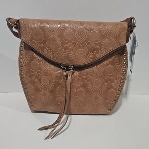 Nwt The Sak Embossed Floral Crossbody in Tan Bag Purse (Silverlake)